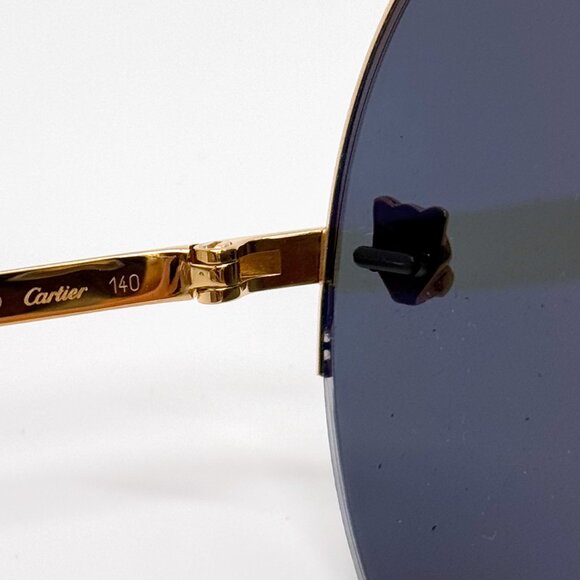 NEW CARTIER CT0022S 002 WOMEN GOLD ROUND SUNGLASSES CT0022S - Picture 8 of 11